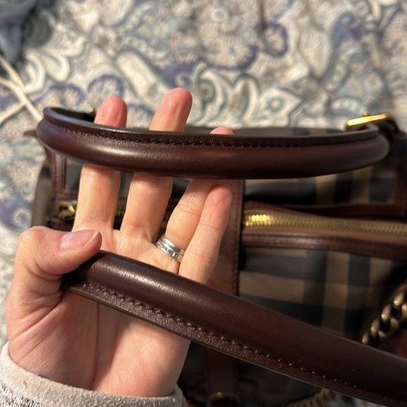 BURBERRY Nova Check Tote Bag PVC Leather Brown Black postmark authenticated - Picture 5 of 12